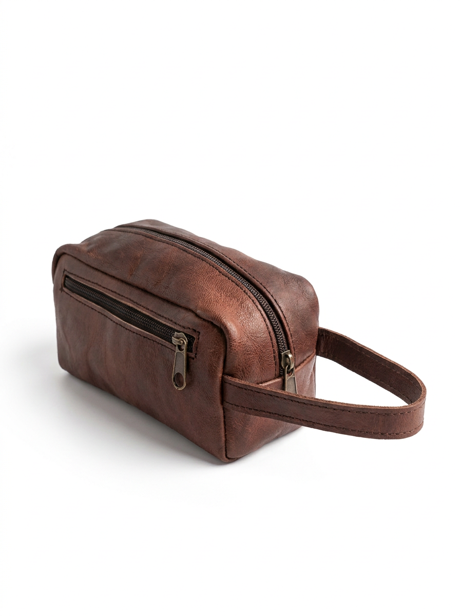 Handcrafted Genuine Leather Toiletry Bag – Vintage Travel Dopp Kit for Men &amp; Women