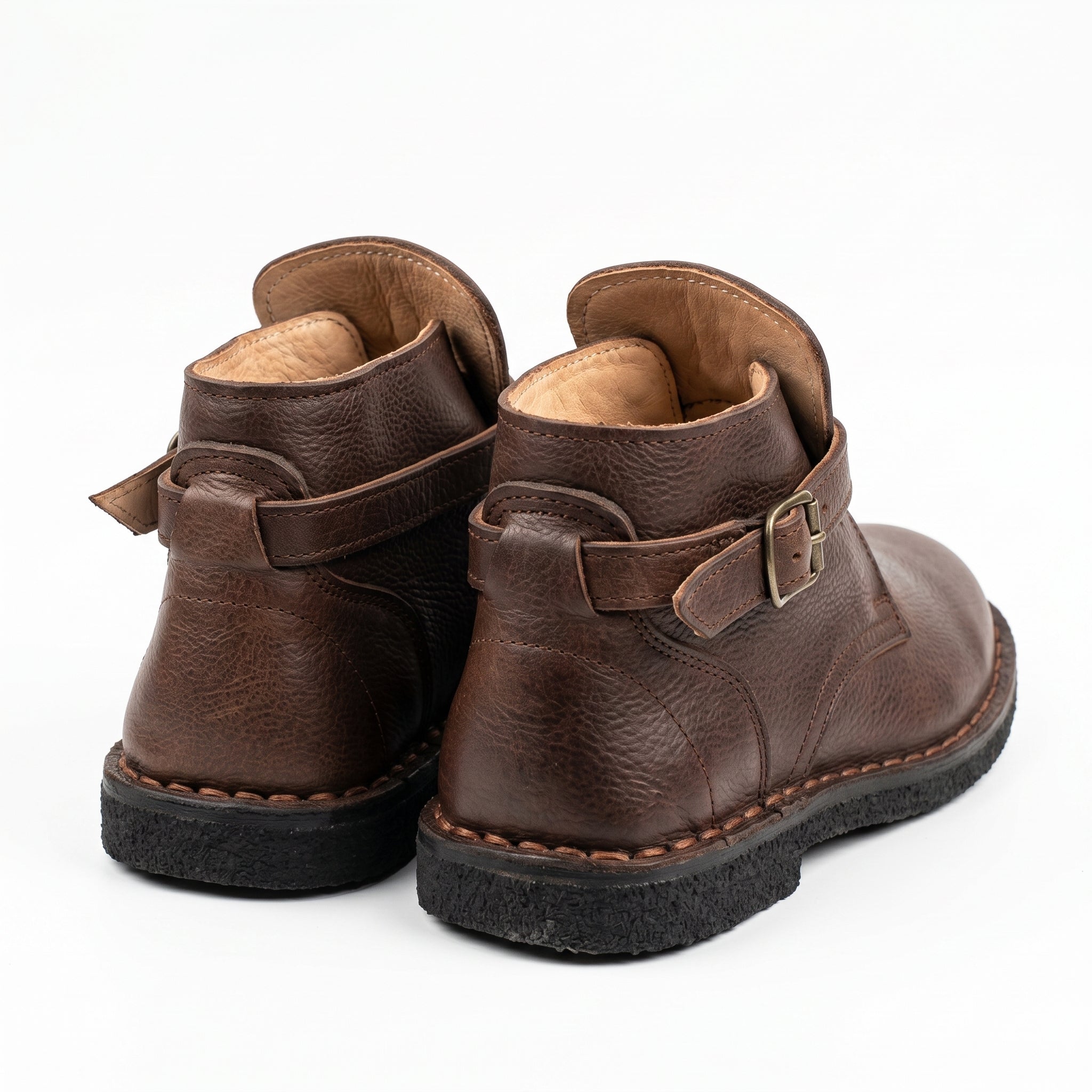 Artisan Handcrafted Pebble-Grain Leather Monk Boots