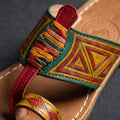 Artisan Hand-Painted Geometric Leather Toe-Loop Sandals