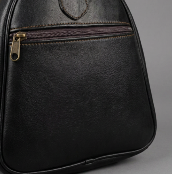 Handcrafted Black Genuine Leather Duffle Bag | Classic Travel Weekender
