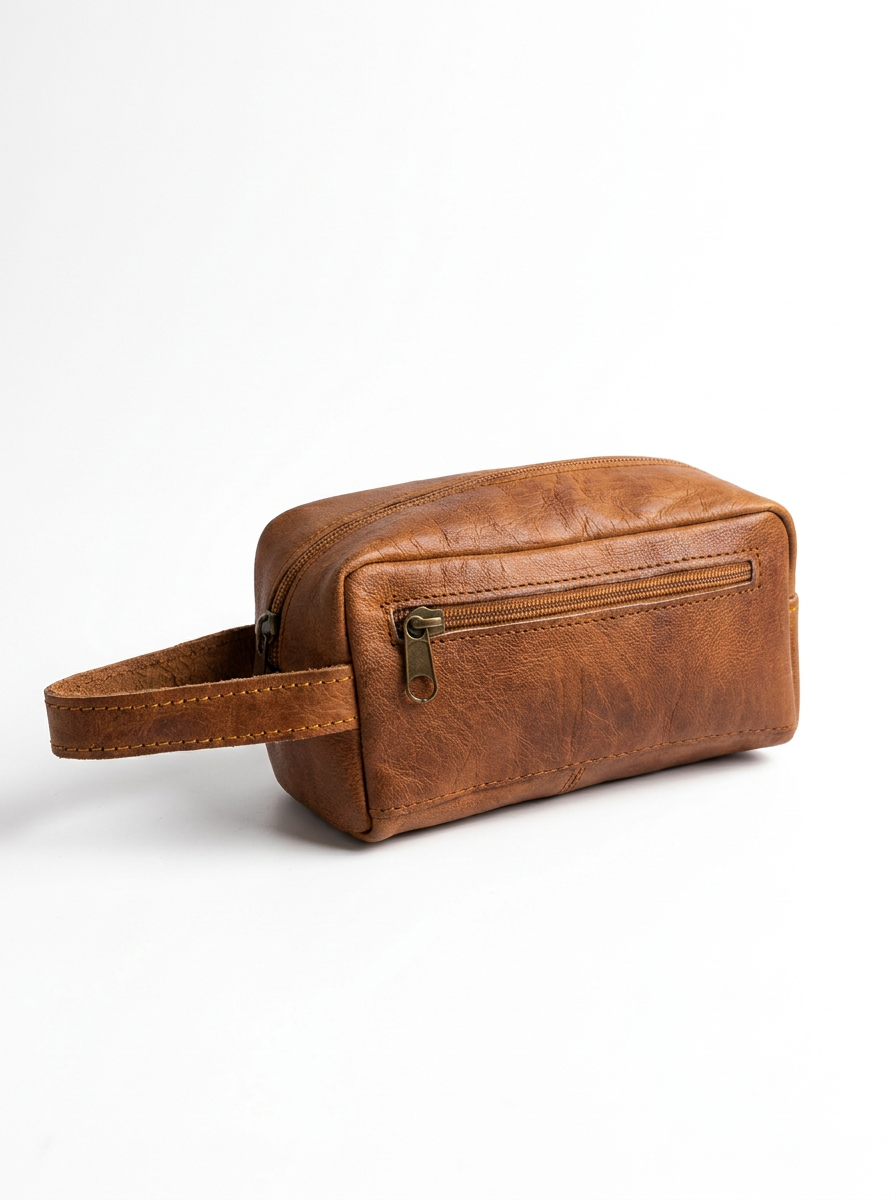 Handcrafted Genuine Leather Toiletry Bag – Vintage Travel Dopp Kit for Men &amp; Women