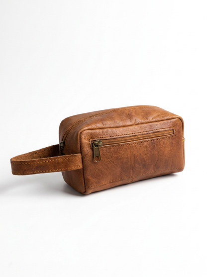 Handcrafted Genuine Leather Toiletry Bag – Vintage Travel Dopp Kit for Men &amp; Women