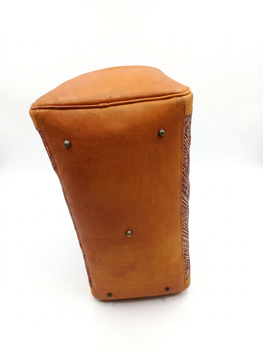 Handcrafted Moroccan Vintage Leather Duffle Bag | Tribal Pattern Travel Bag