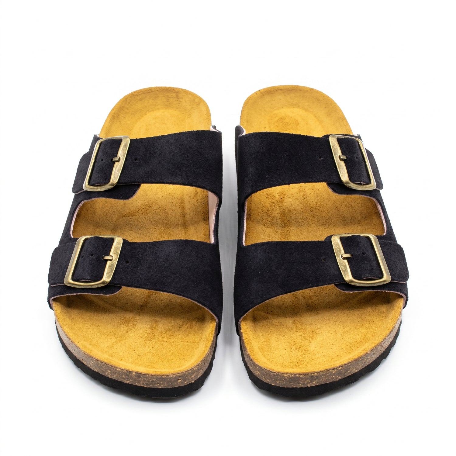 The Nomad Premium Leather &amp; Suede Double-Strap Sandals - Navy Blue