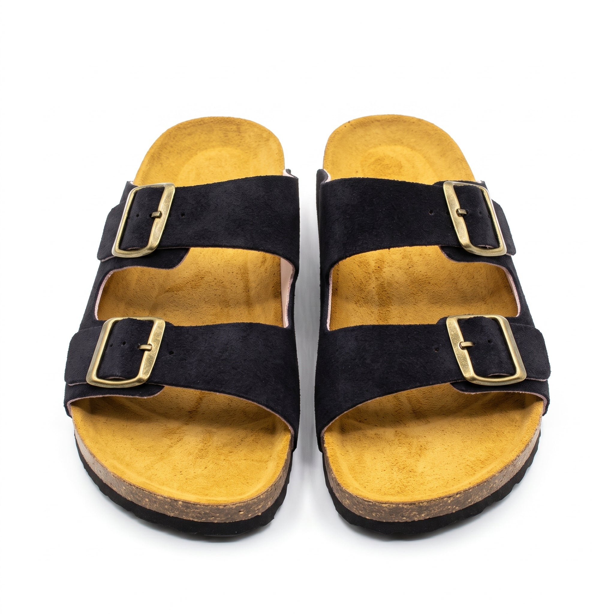 The Nomad Premium Leather & Suede Double-Strap Sandals - Navy Blue