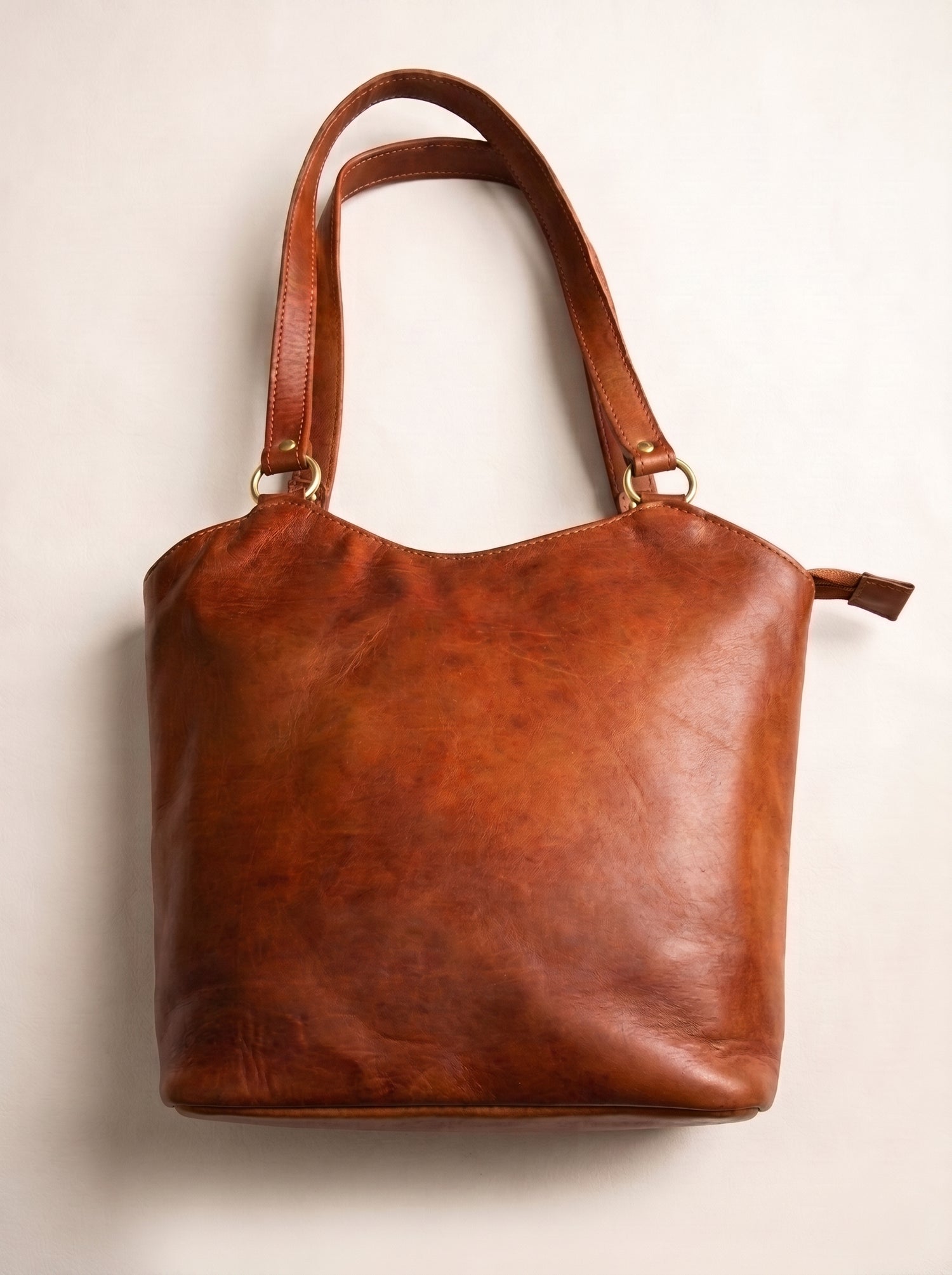 The Sahara Artisan Leather Tote Bag - Tan Cognac