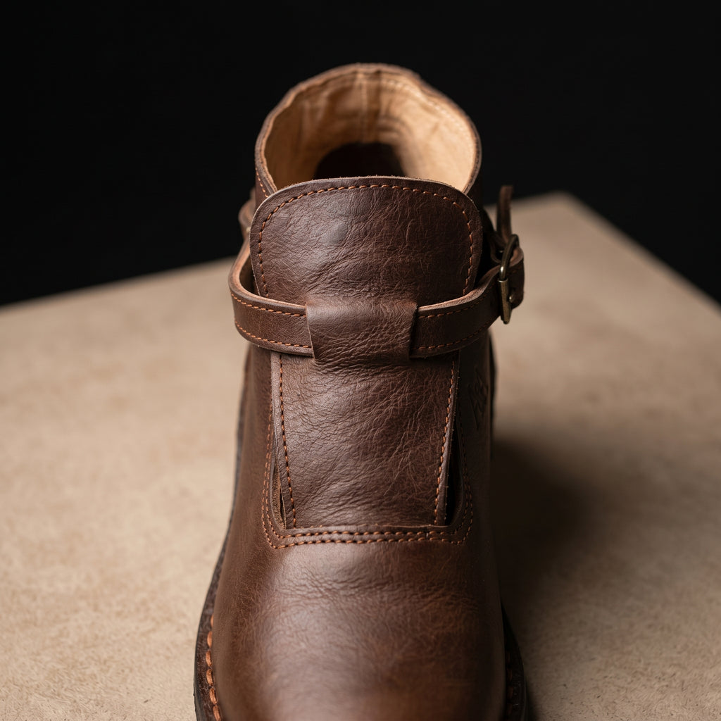 Artisan Handcrafted Pebble-Grain Leather Monk Boots