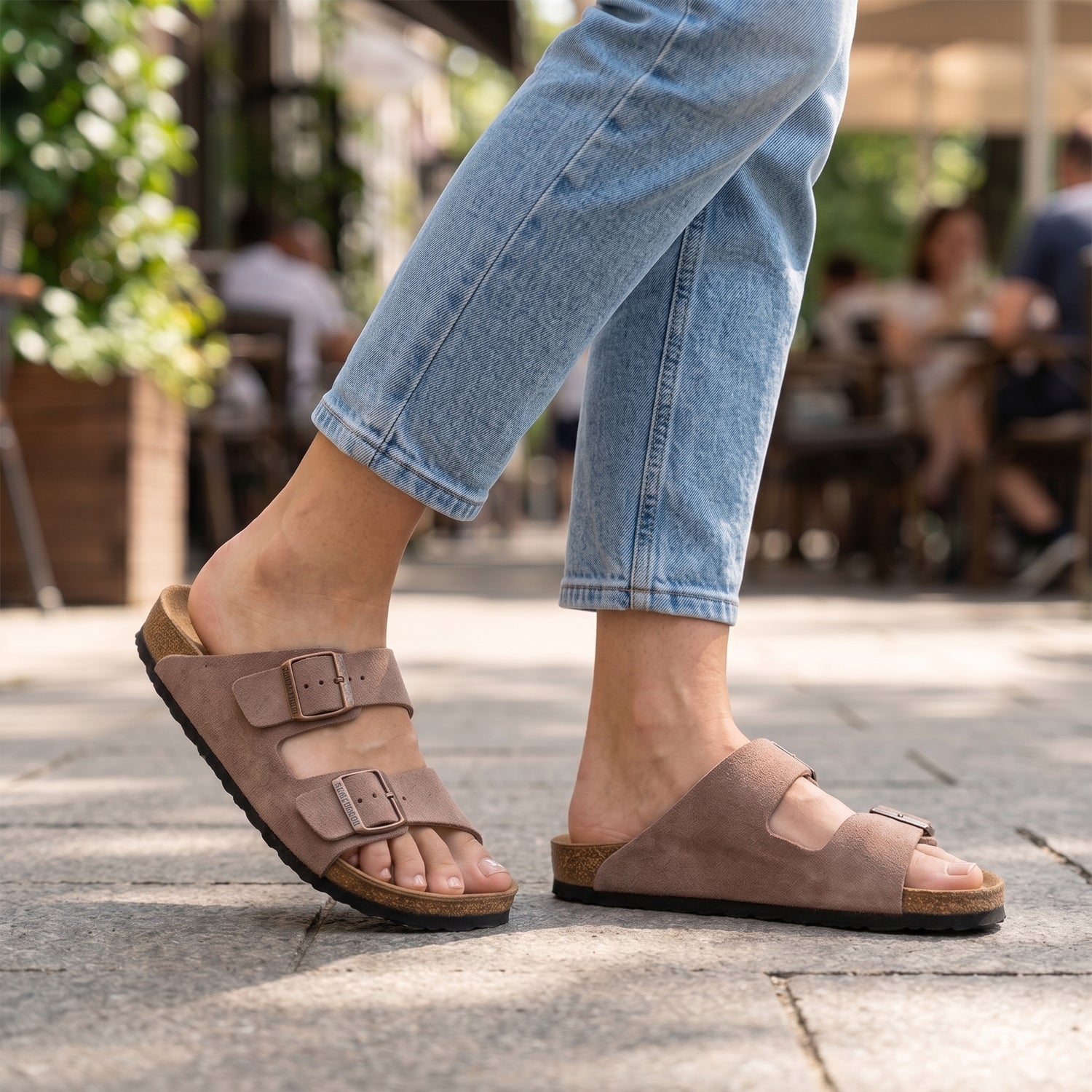 Premium Cork Sole Sandals - Desert Beige Suede