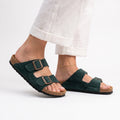 remium Cork Sole Sandals - Forest Green Suede